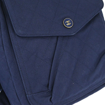 Chanel Navy Canvas Double Waist Bag Backpack