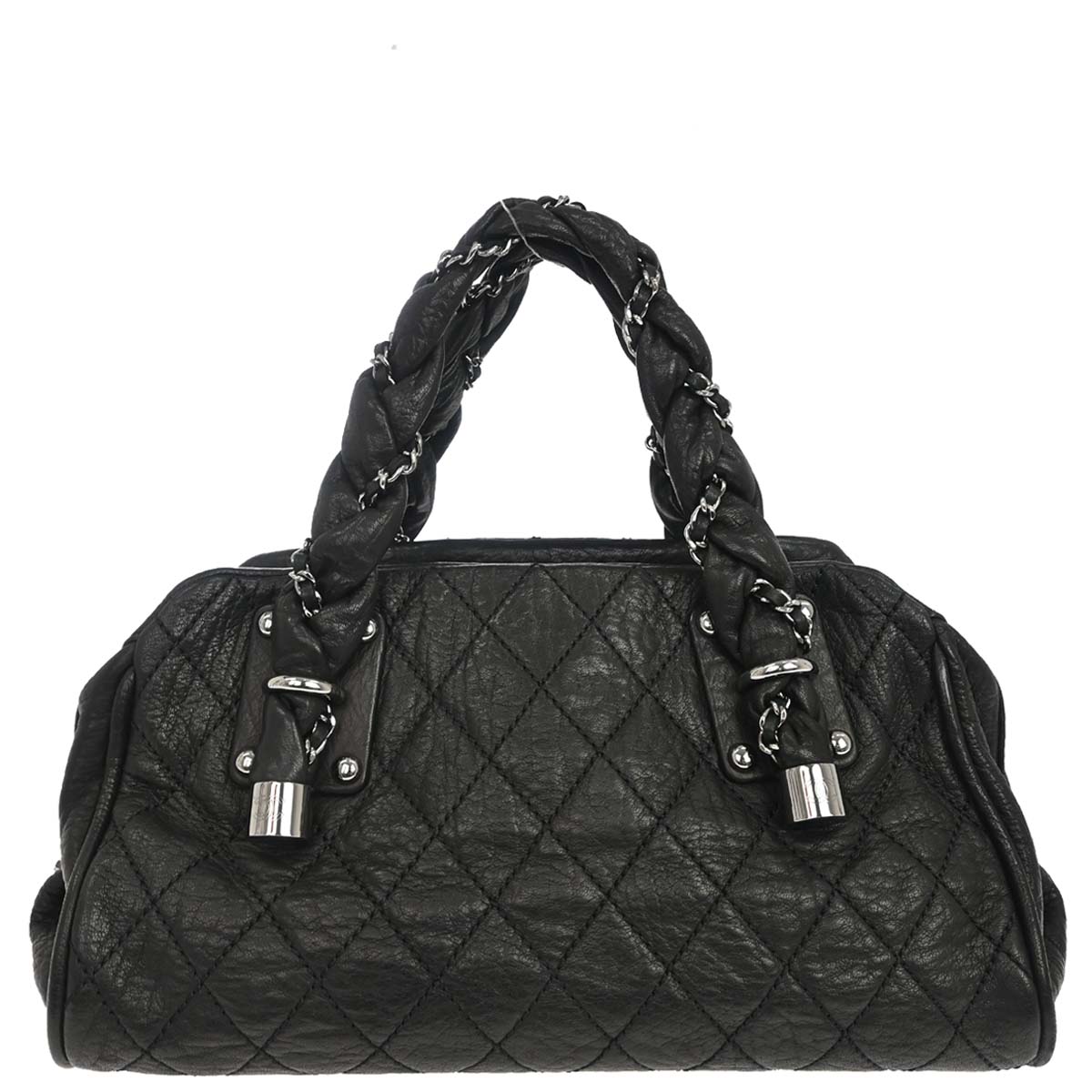 Chanel 2006-2008 Black Deerskin Lady Braid Bowler Bag Handbag