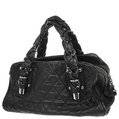 Chanel 2006-2008 Black Deerskin Lady Braid Bowler Bag Handbag
