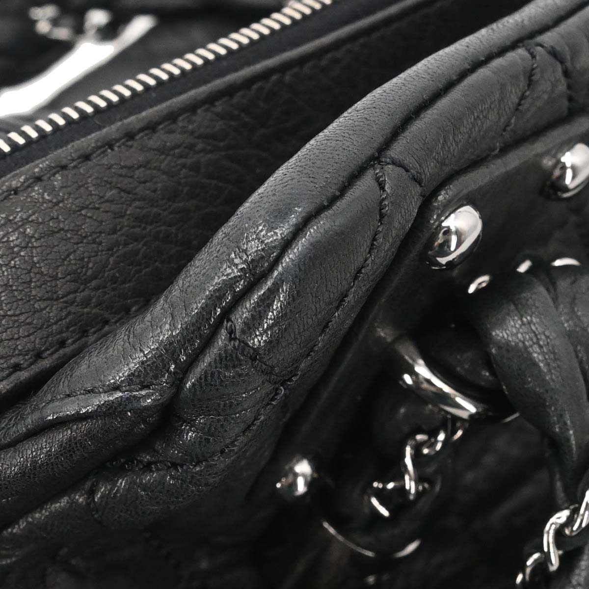 Chanel 2006-2008 Black Deerskin Lady Braid Bowler Bag Handbag