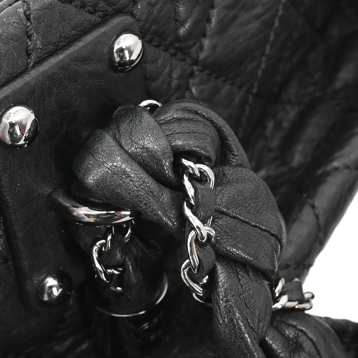 Chanel 2006-2008 Black Deerskin Lady Braid Bowler Bag Handbag