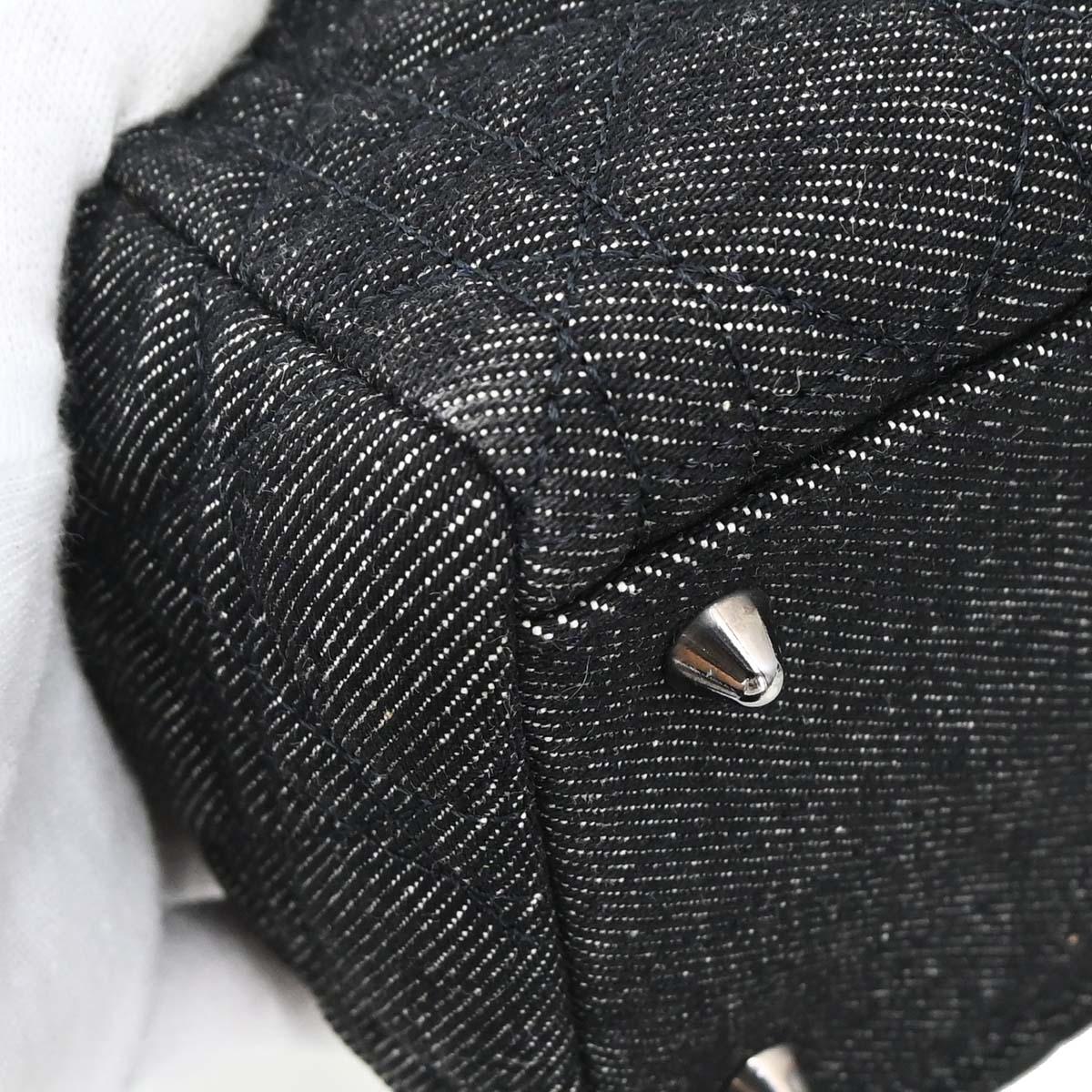 Christian Dior Black Denim Lady Dior Cannage 2way Shoulder Handbag