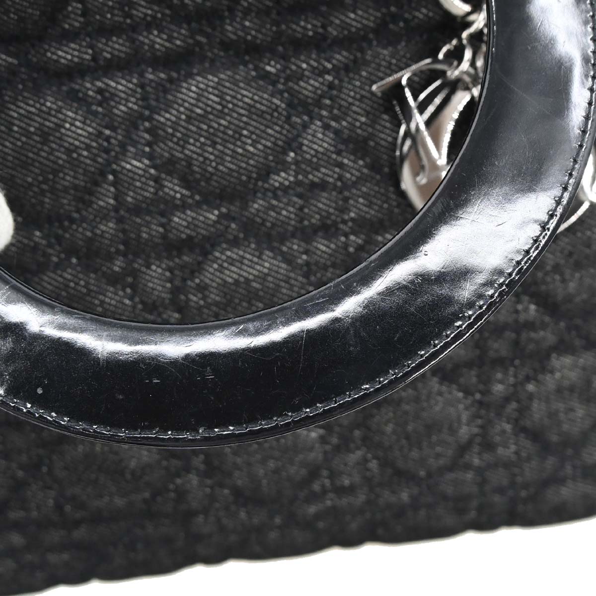 Christian Dior Black Denim Lady Dior Cannage 2way Shoulder Handbag