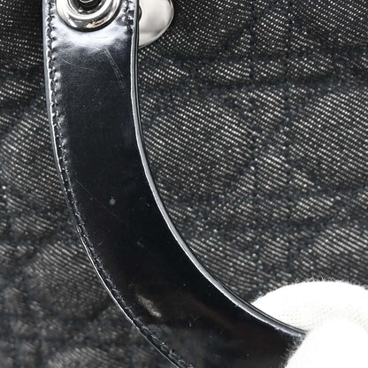 Christian Dior Black Denim Lady Dior Cannage 2way Shoulder Handbag