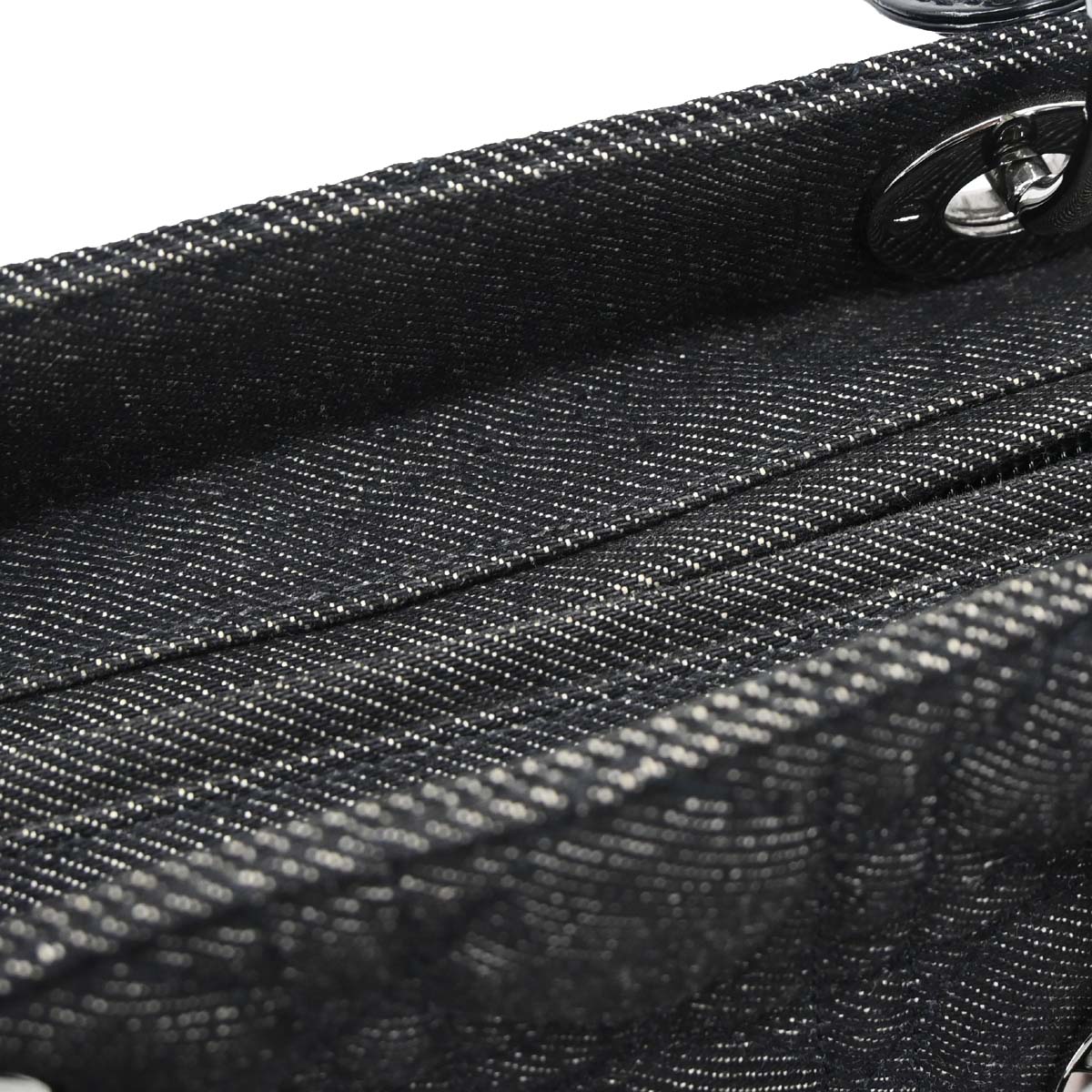 Christian Dior Black Denim Lady Dior Cannage 2way Shoulder Handbag