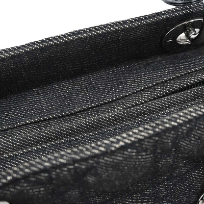 Christian Dior Black Denim Lady Dior Cannage 2way Shoulder Handbag
