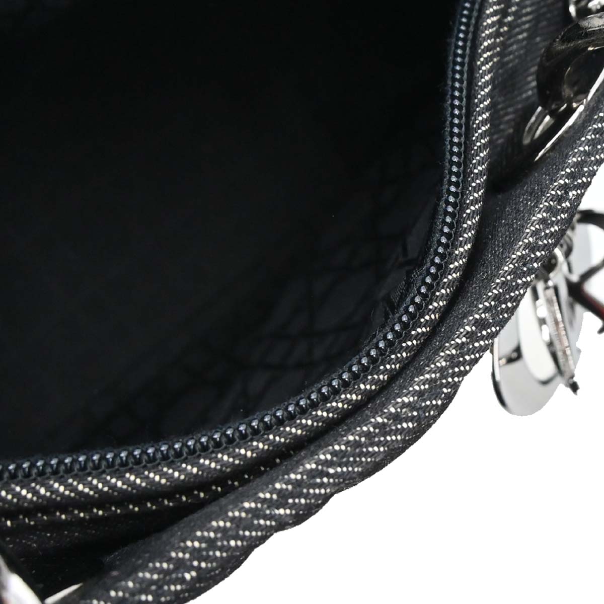 Christian Dior Black Denim Lady Dior Cannage 2way Shoulder Handbag