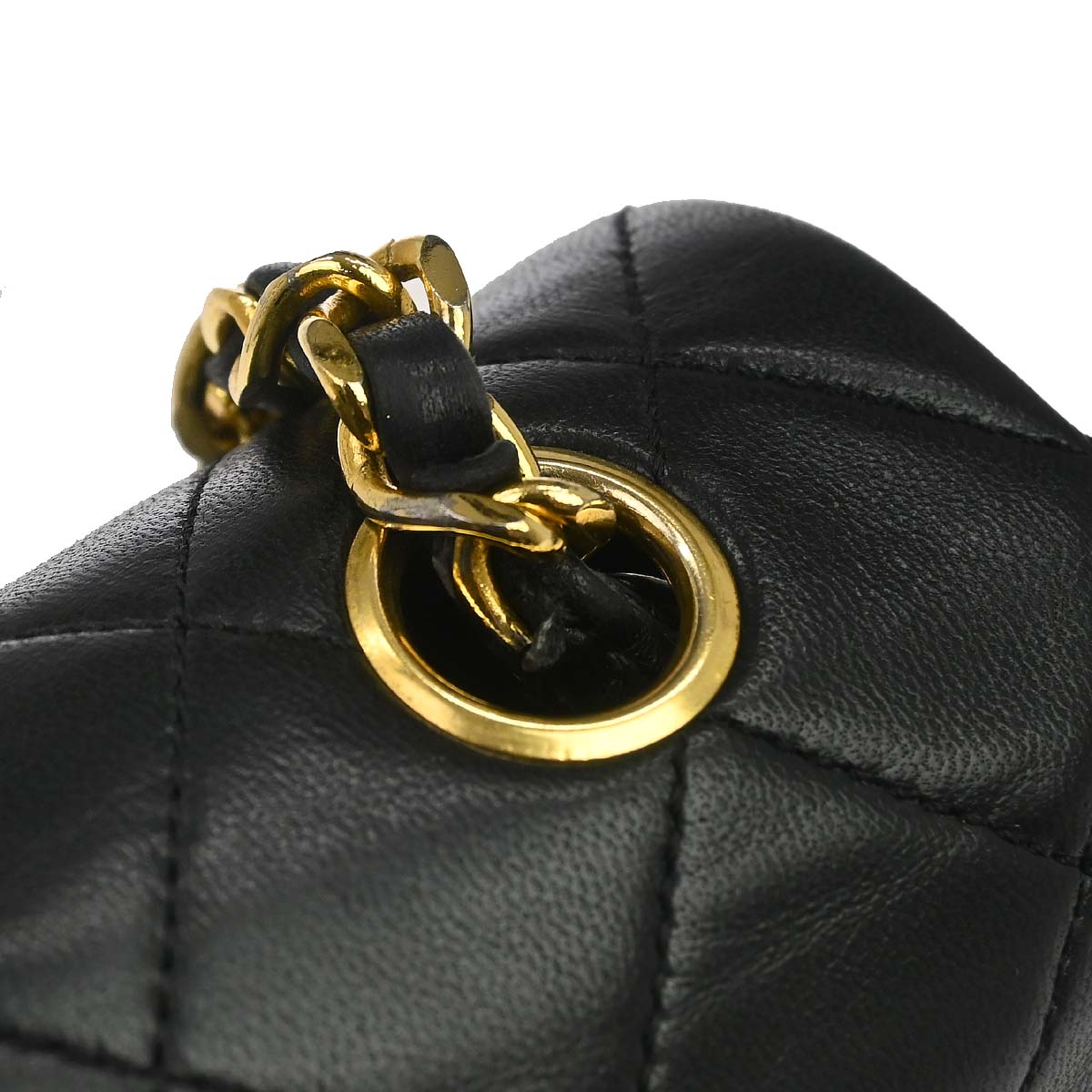 Chanel 1989-1991 Black Lambskin Turnlock Small Full Flap Shoulder Bag