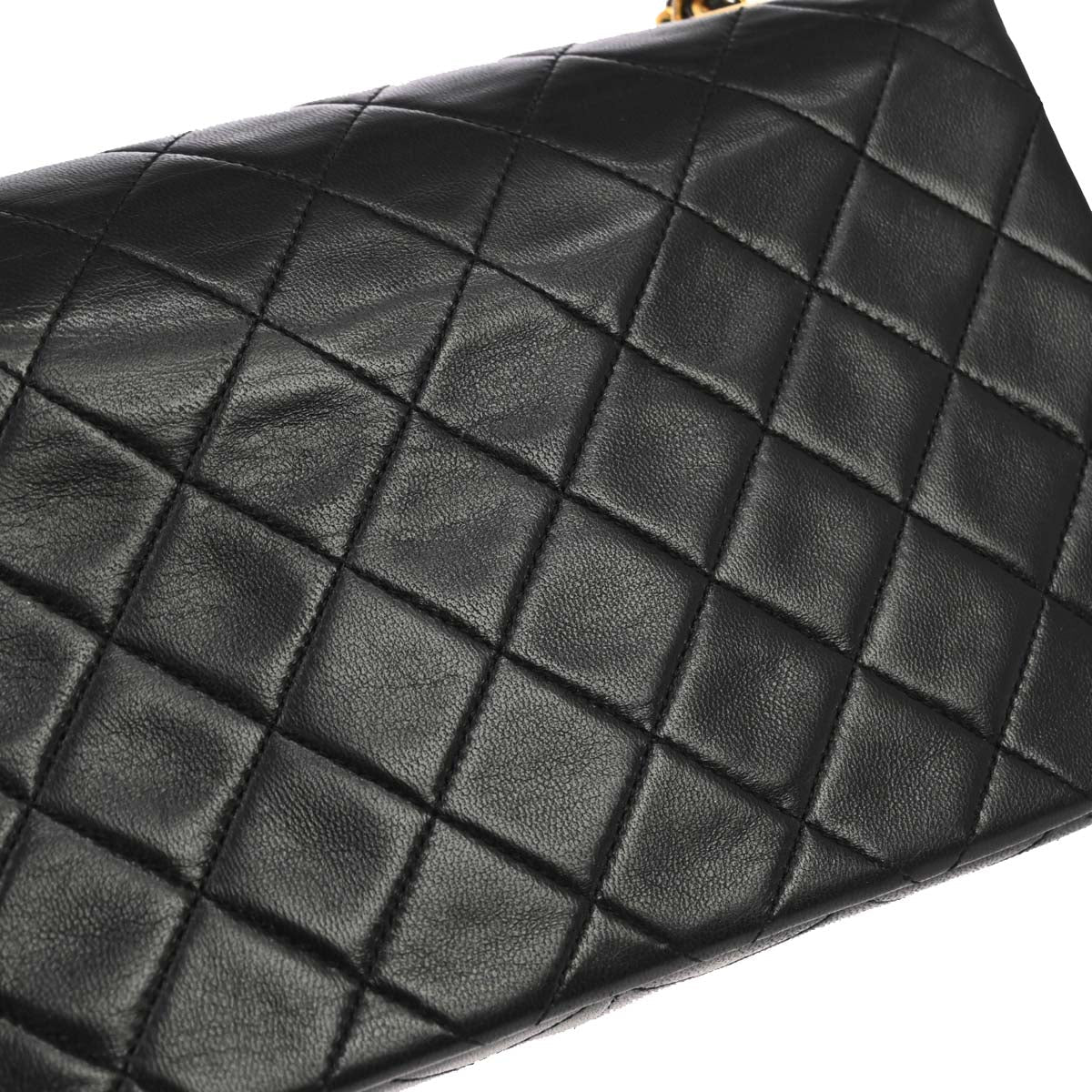 Chanel 1989-1991 Black Lambskin Turnlock Small Full Flap Shoulder Bag
