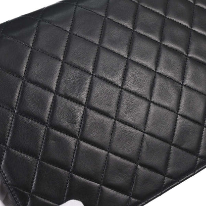 Chanel 1997-1999 Black Lambskin Pushlock Medium Half Flap Shoulder Bag