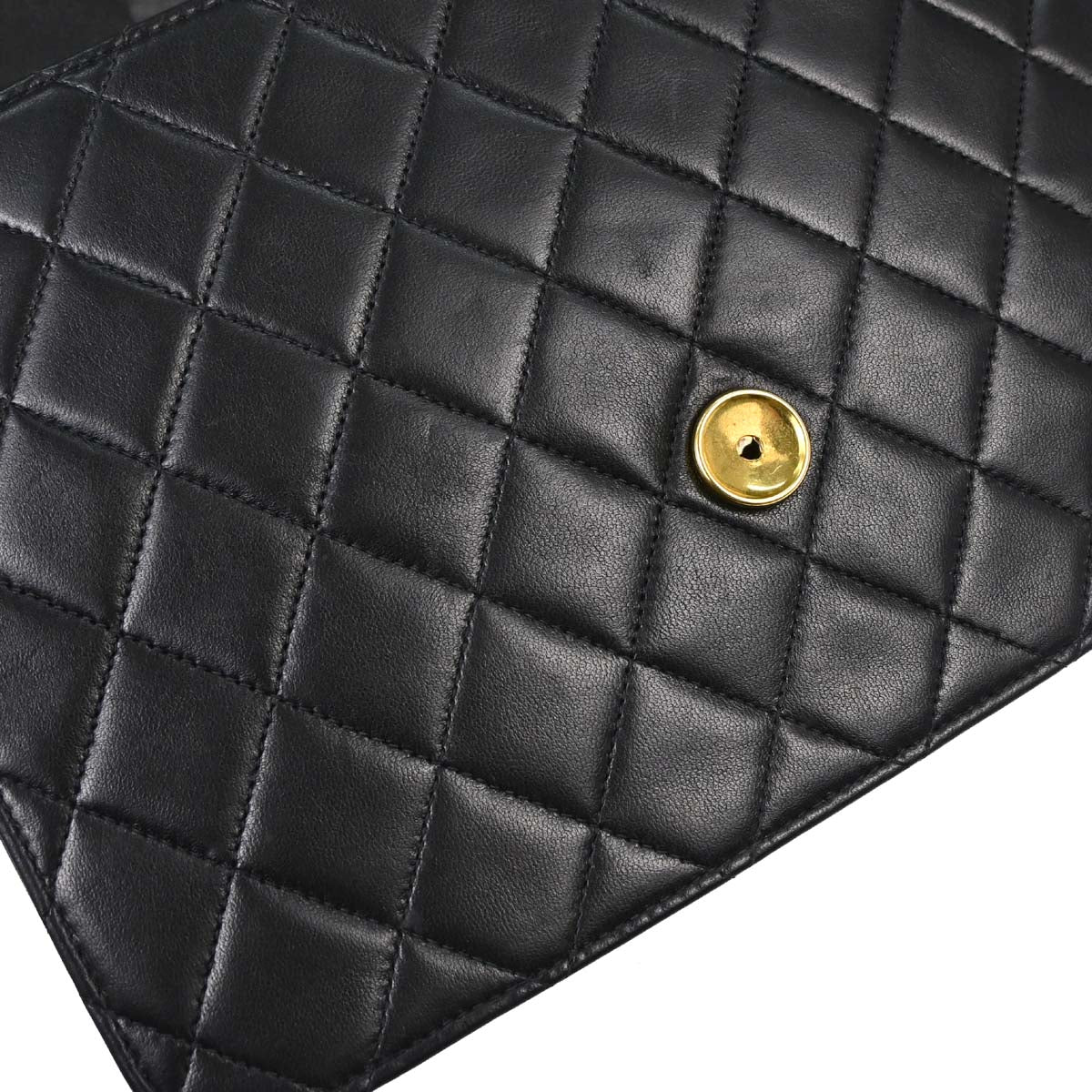 Chanel 1997-1999 Black Lambskin Pushlock Medium Half Flap Shoulder Bag
