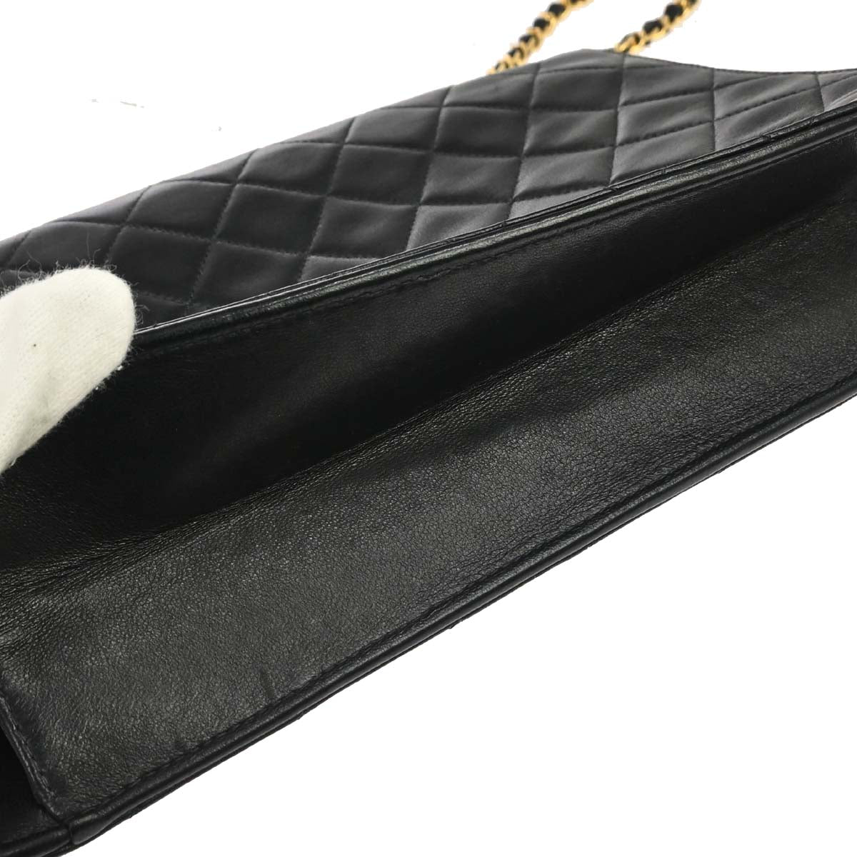 Chanel 1997-1999 Black Lambskin Pushlock Medium Half Flap Shoulder Bag