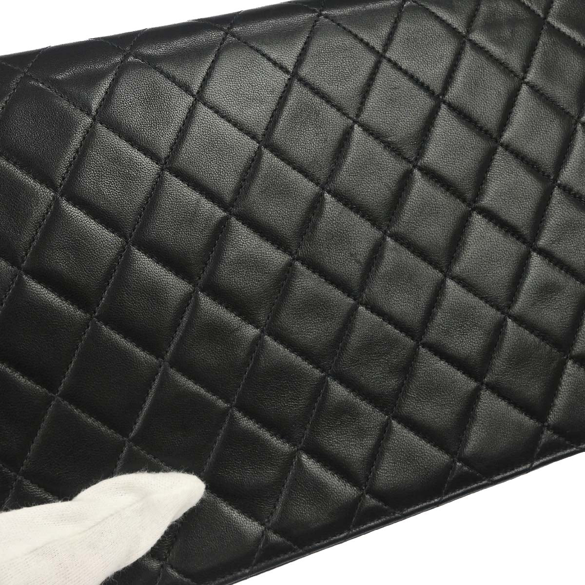 Chanel 1997-1999 Black Lambskin Pushlock Medium Half Flap Shoulder Bag