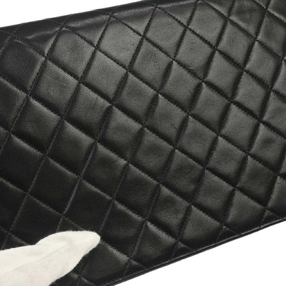 Chanel 1997-1999 Black Lambskin Pushlock Medium Half Flap Shoulder Bag