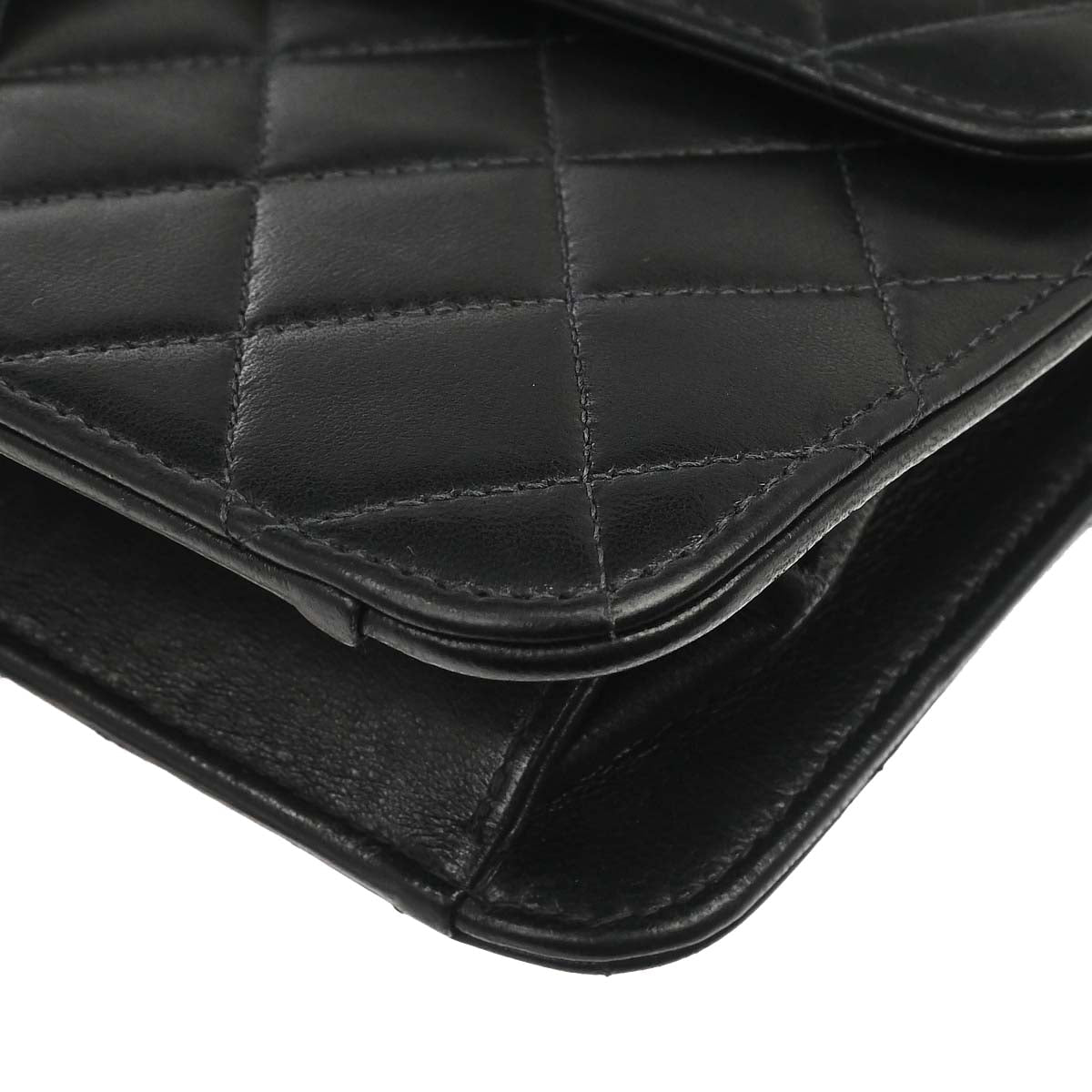 Chanel 1997-1999 Black Lambskin Pushlock Medium Half Flap Shoulder Bag