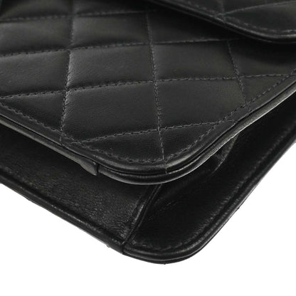 Chanel 1997-1999 Black Lambskin Pushlock Medium Half Flap Shoulder Bag