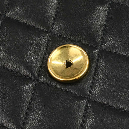 Chanel 1997-1999 Black Lambskin Pushlock Medium Half Flap Shoulder Bag