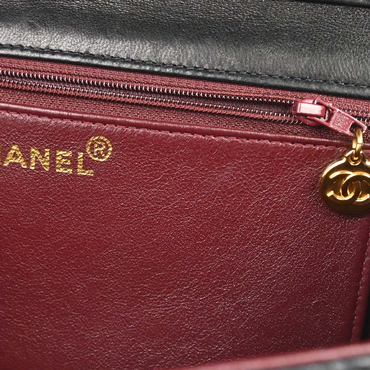 Chanel 1997-1999 Black Lambskin Pushlock Medium Half Flap Shoulder Bag