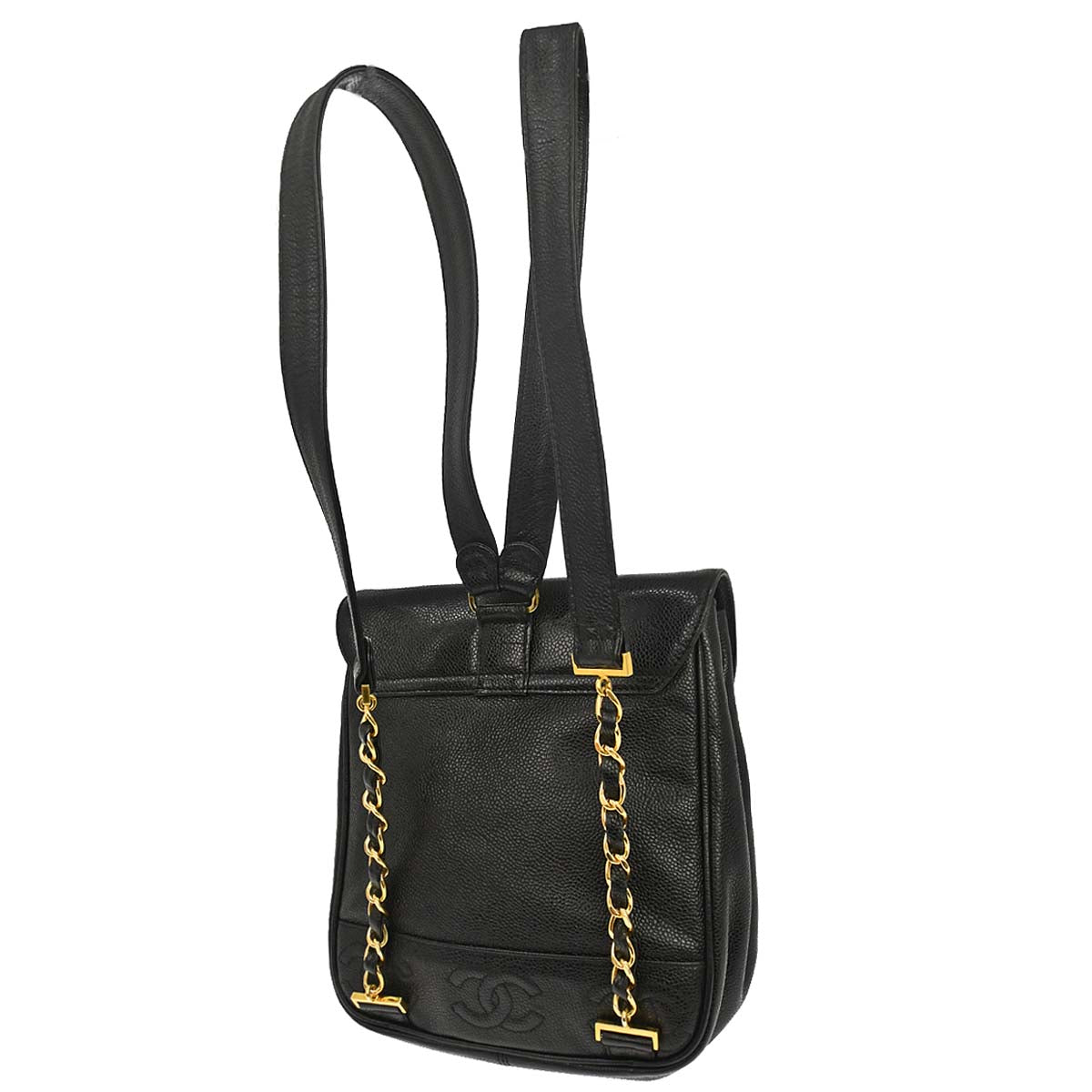 Chanel 1996-1997 Black Caviar Skin Triple CC Backpack