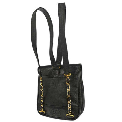 Chanel 1996-1997 Black Caviar Skin Triple CC Backpack