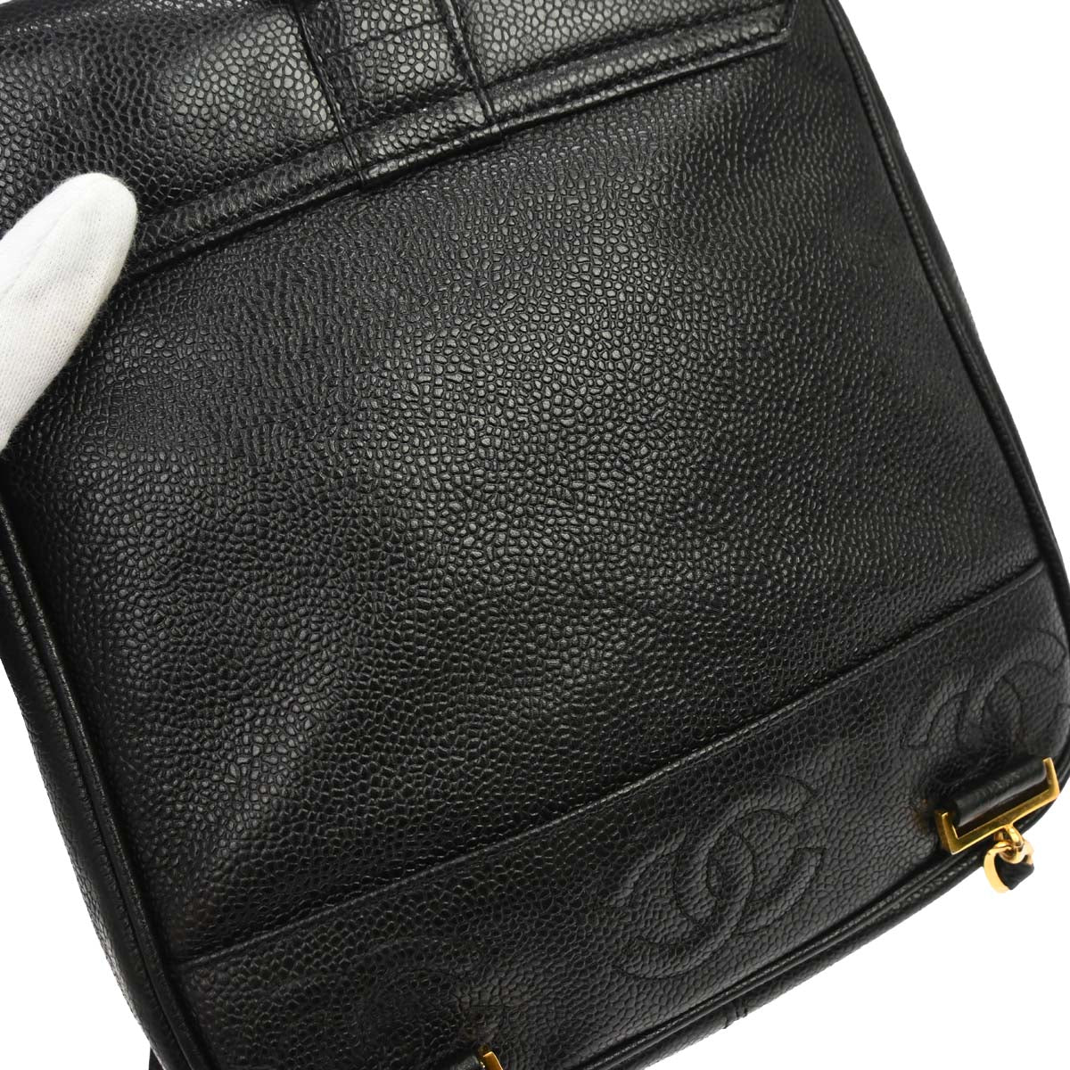 Chanel 1996-1997 Black Caviar Skin Triple CC Backpack
