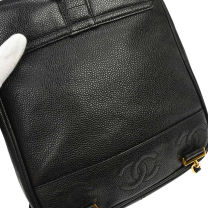 Chanel 1996-1997 Black Caviar Skin Triple CC Backpack