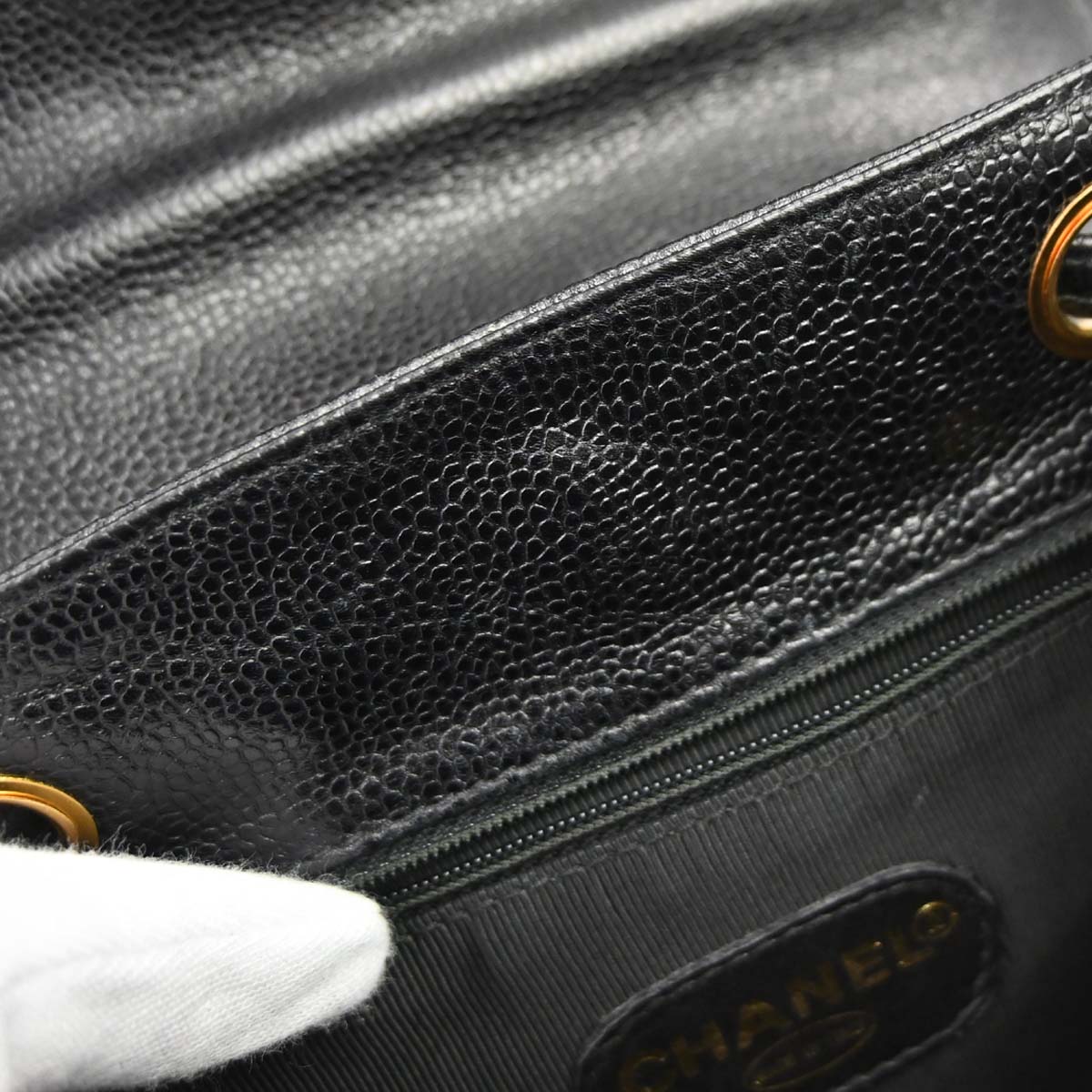 Chanel 1996-1997 Black Caviar Skin Triple CC Backpack