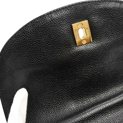 Chanel 1996-1997 Black Caviar Skin Triple CC Backpack