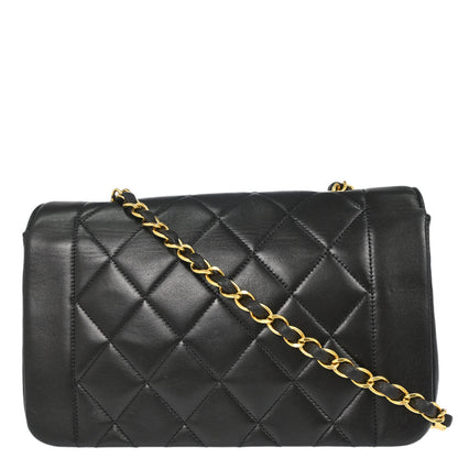 Chanel 1991-1994 Black Lambskin Small Diana Shoulder Bag
