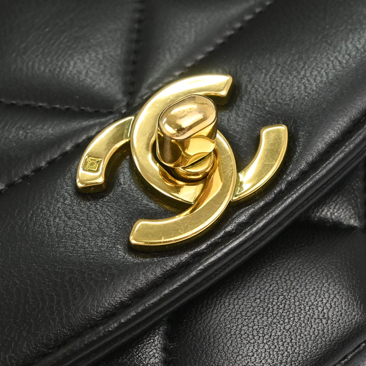 Chanel 1991-1994 Black Lambskin Small Diana Shoulder Bag