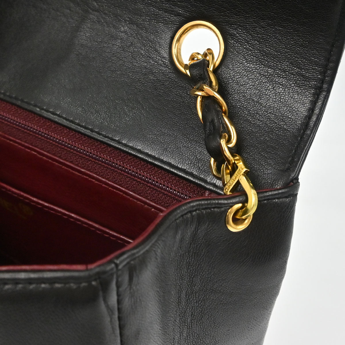 Chanel 1991-1994 Black Lambskin Small Diana Shoulder Bag