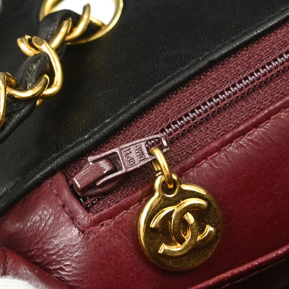 Chanel 1991-1994 Black Lambskin Small Diana Shoulder Bag