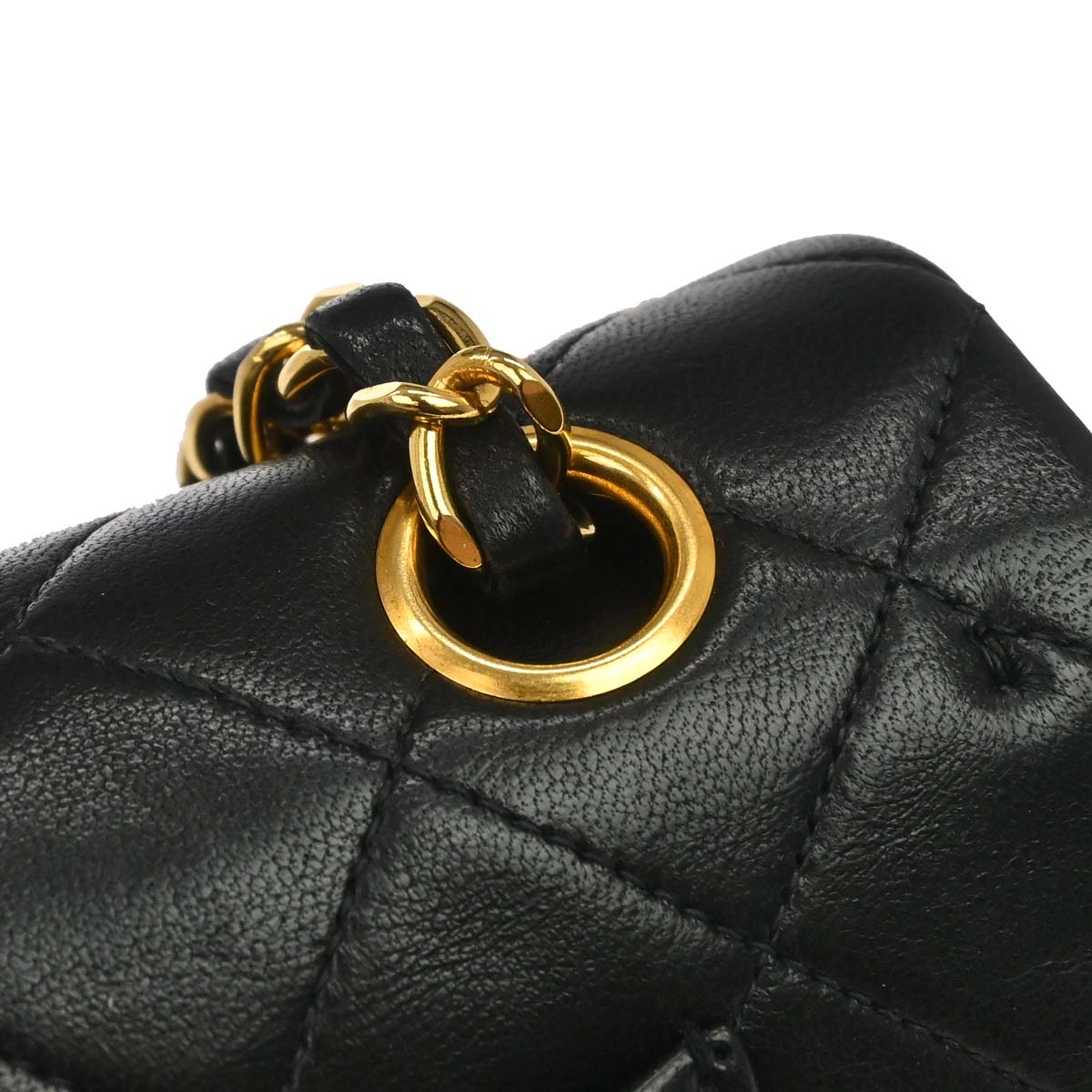 Chanel 1991-1994 Black Lambskin Small Classic Double Flap Shoulder Bag