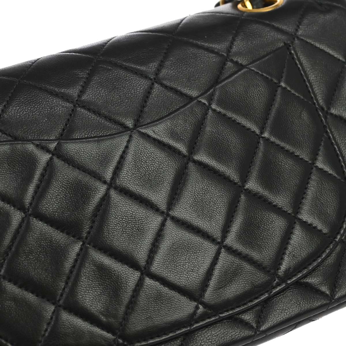 Chanel 1991-1994 Black Lambskin Small Classic Double Flap Shoulder Bag