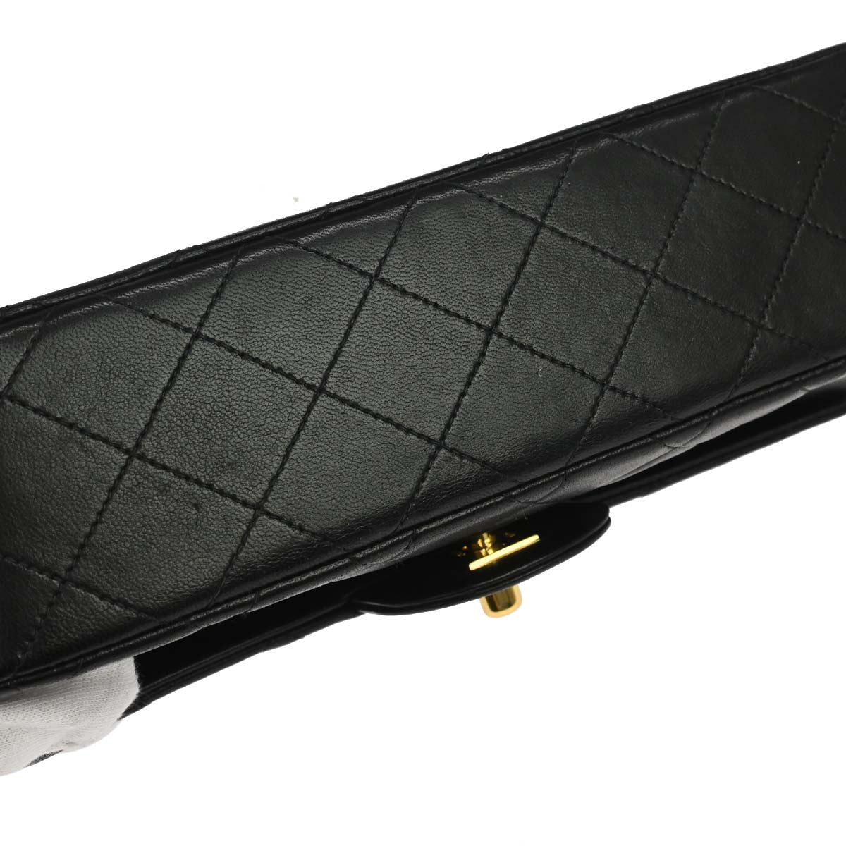 Chanel 1991-1994 Black Lambskin Small Classic Double Flap Shoulder Bag
