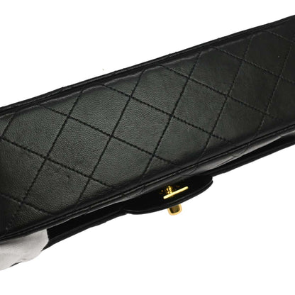 Chanel 1991-1994 Black Lambskin Small Classic Double Flap Shoulder Bag