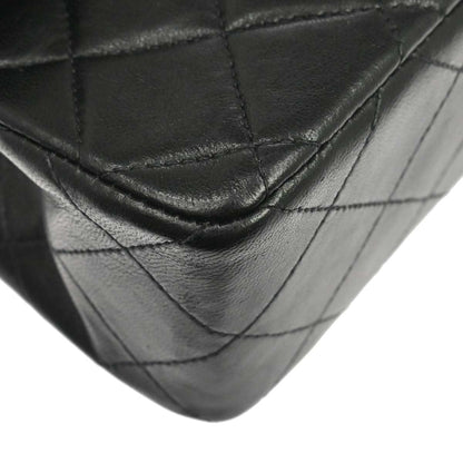 Chanel 1991-1994 Black Lambskin Small Classic Double Flap Shoulder Bag