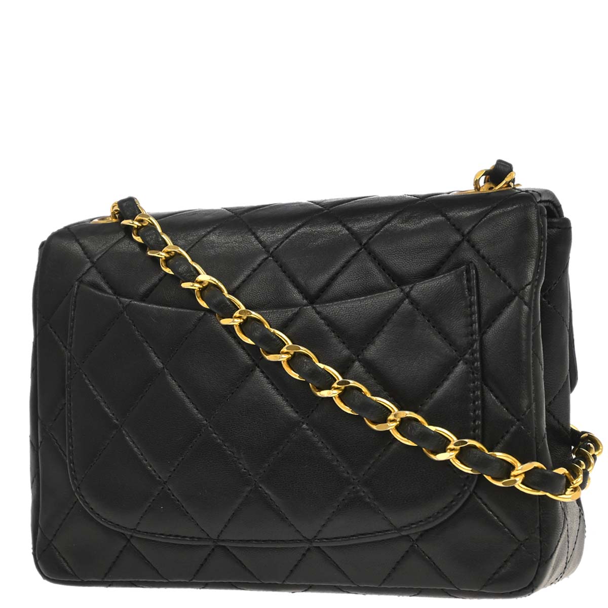 Chanel 1989-1991 Black Lambskin Mini Classic Square Flap Shoulder Bag 17