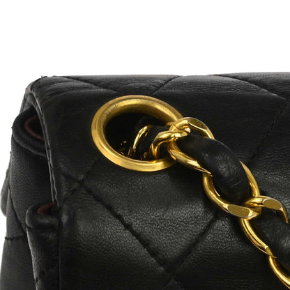 Chanel 1989-1991 Black Lambskin Mini Classic Square Flap Shoulder Bag 17