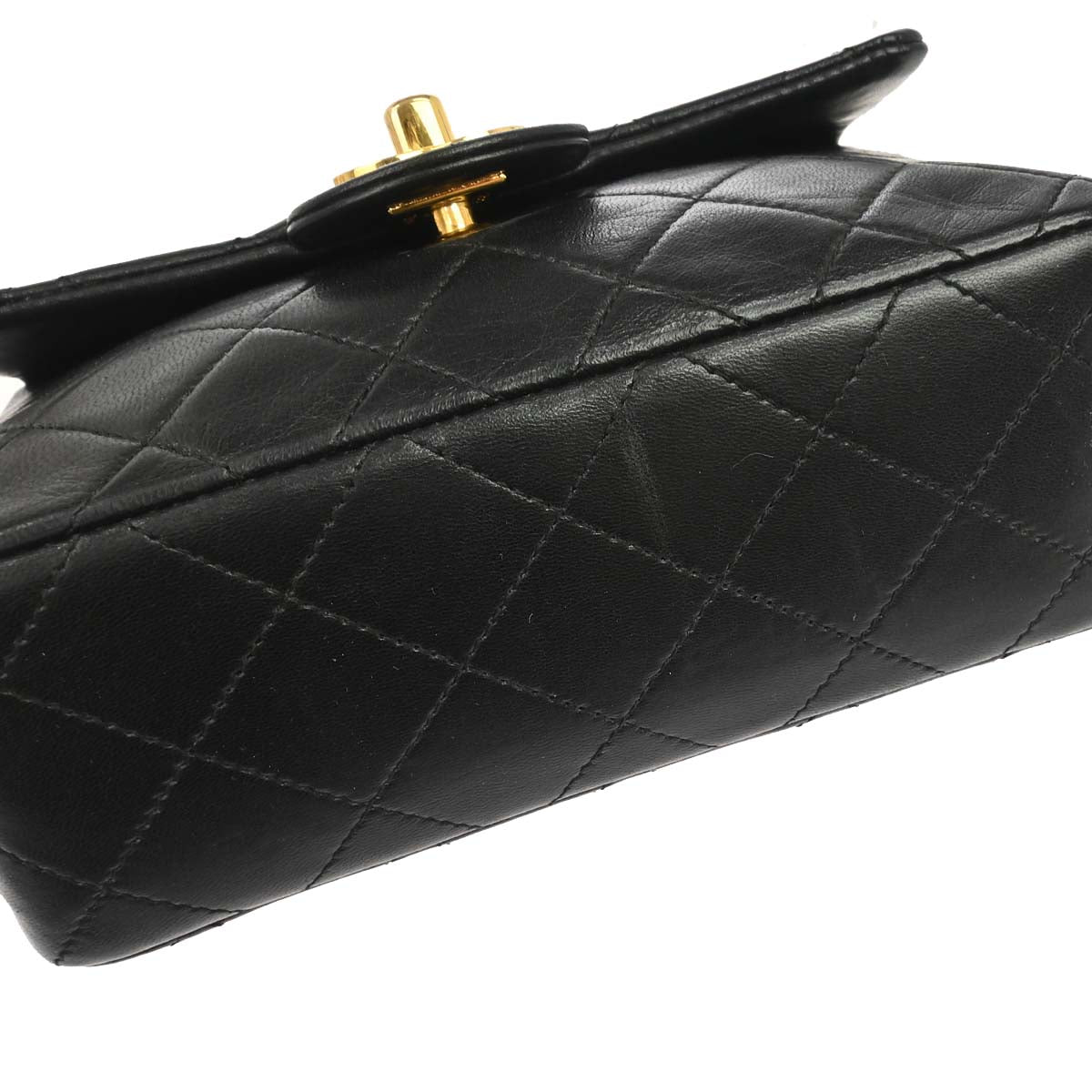 Chanel 1989-1991 Black Lambskin Mini Classic Square Flap Shoulder Bag 17