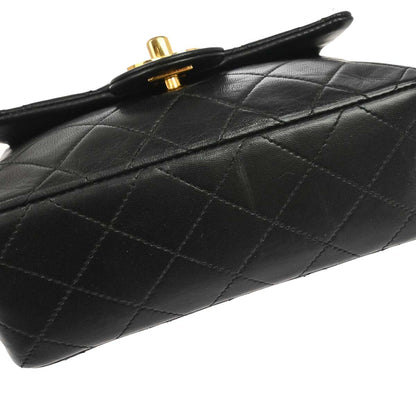 Chanel 1989-1991 Black Lambskin Mini Classic Square Flap Shoulder Bag 17