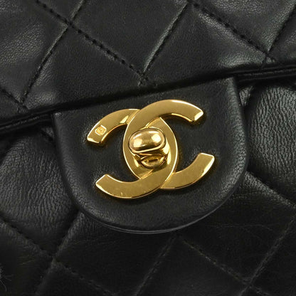Chanel 1989-1991 Black Lambskin Mini Classic Square Flap Shoulder Bag 17