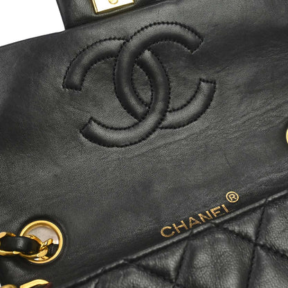 Chanel 1989-1991 Black Lambskin Mini Classic Square Flap Shoulder Bag 17