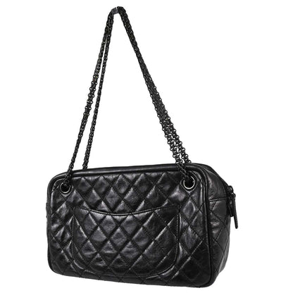 Chanel 2008-2009 Black Calfskin Mademoiselle Lock Camera Bag Jumbo