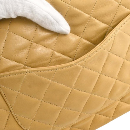 Chanel 1997-1999 Beige Lambskin Medium Classic Double Flap Shoulder Bag