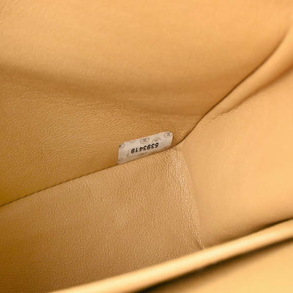 Chanel 1997-1999 Beige Lambskin Medium Classic Double Flap Shoulder Bag