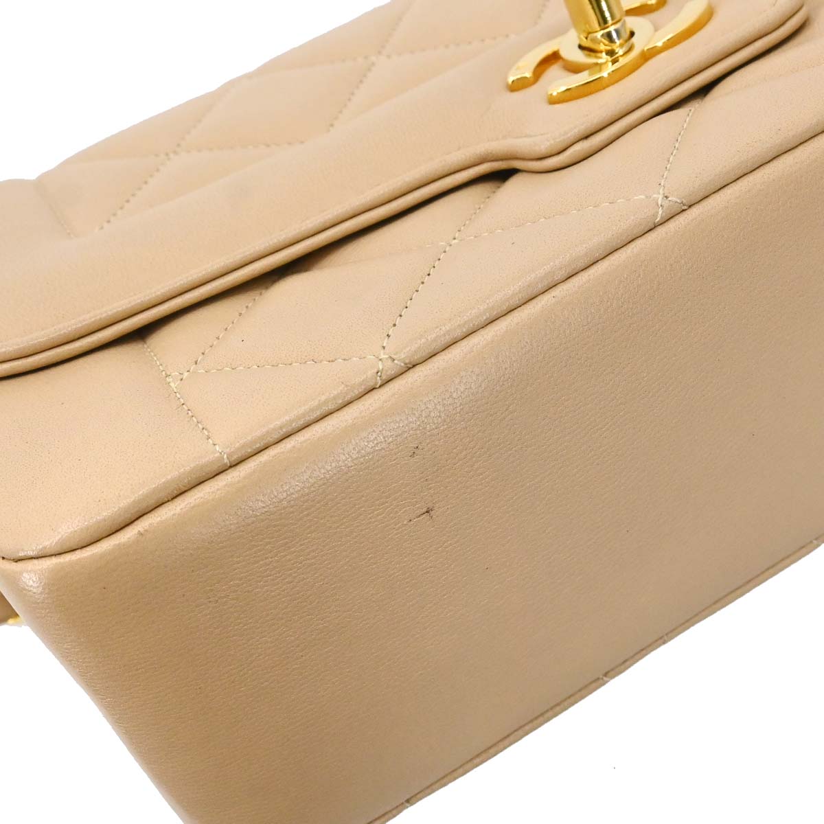 Chanel 1989-1991 Beige Lambskin Shoulder Bag