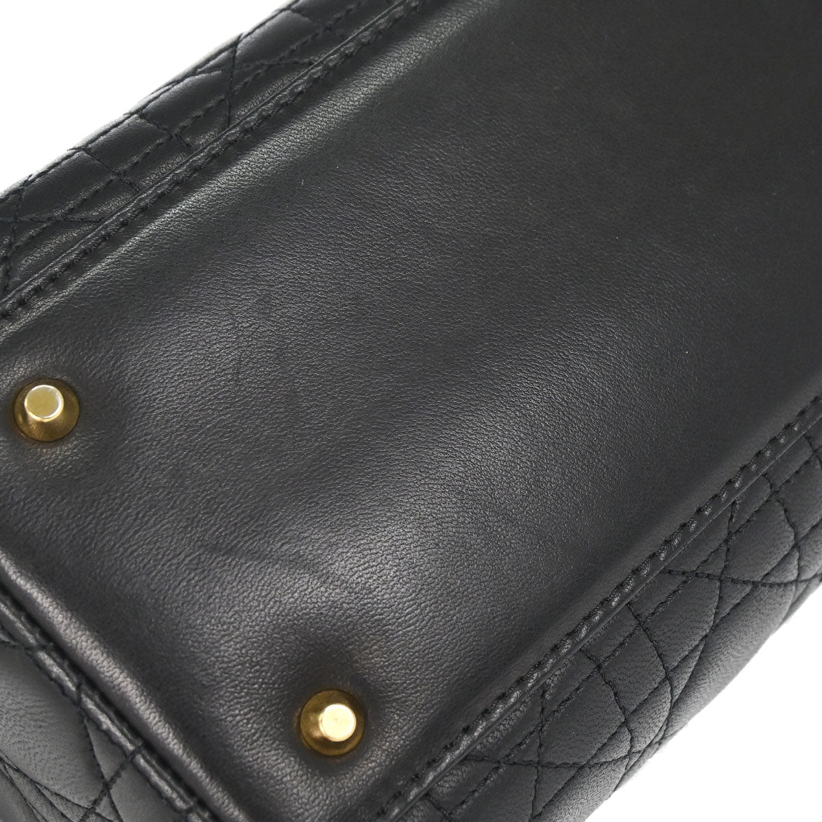 Christian Dior Black Lambskin Medium Lady Dior Cannage 2way Shoulder Handbag