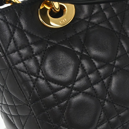 Christian Dior Black Lambskin Medium Lady Dior Cannage 2way Shoulder Handbag