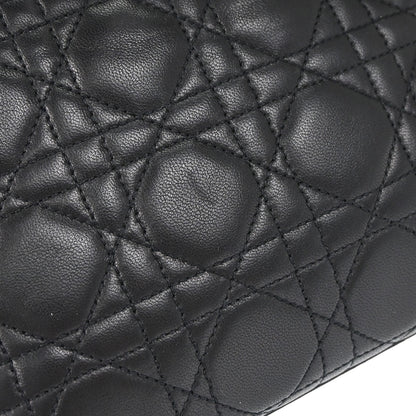 Christian Dior Black Lambskin Medium Lady Dior Cannage 2way Shoulder Handbag